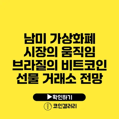 남미 가상화폐 시장의 움직임: 브라질의 비트코인 선물 거래소 전망