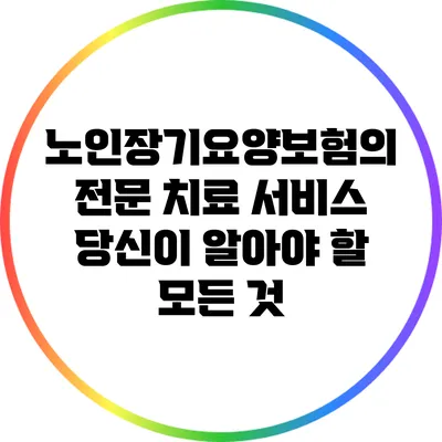 노인장기요양보험의 전문 치료 서비스: 당신이 알아야 할 모든 것