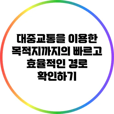 대중교통을 이용한 목적지까지의 빠르고 효율적인 경로 확인하기
