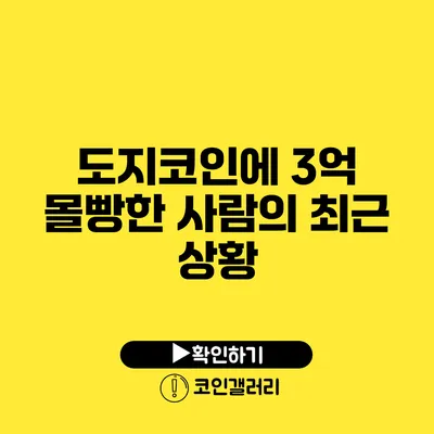 도지코인에 3억 몰빵한 사람의 최근 상황