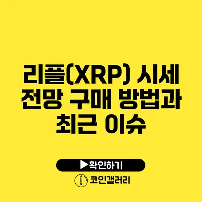 리플(XRP) 시세 전망: 구매 방법과 최근 이슈