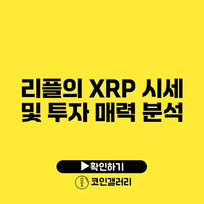 리플의 XRP 시세 및 투자 매력 분석