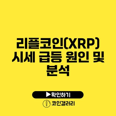 리플코인(XRP) 시세 급등 원인 및 분석