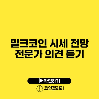 밀크코인 시세 전망: 전문가 의견 듣기