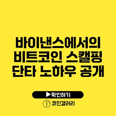 바이낸스에서의 비트코인 스캘핑 단타 노하우 공개