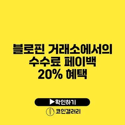 블로핀 거래소에서의 수수료 페이백 20% 혜택
