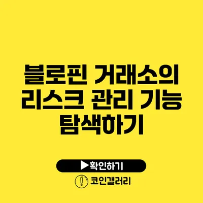 블로핀 거래소의 리스크 관리 기능 탐색하기