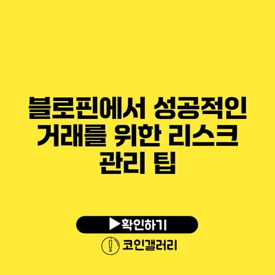 블로핀에서 성공적인 거래를 위한 리스크 관리 팁