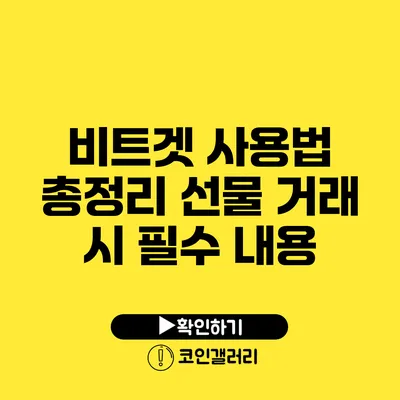 비트겟 사용법 총정리: 선물 거래 시 필수 내용
