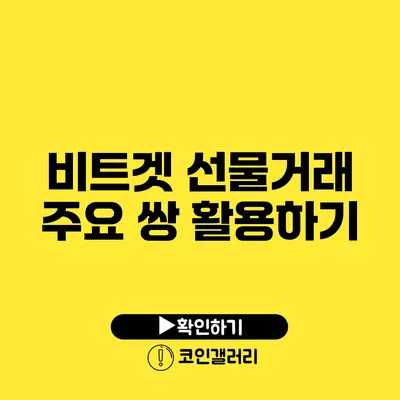 비트겟 선물거래 주요 쌍 활용하기