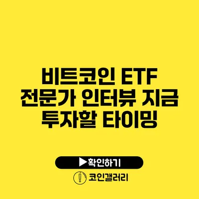 비트코인 ETF 전문가 인터뷰: 지금 투자할 타이밍?
