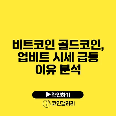 비트코인 골드코인, 업비트 시세 급등 이유 분석