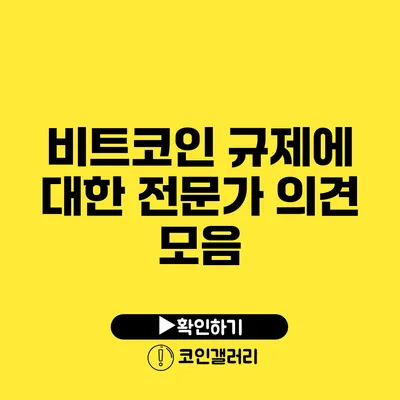 비트코인 규제에 대한 전문가 의견 모음
