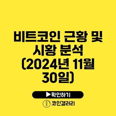 비트코인 근황 및 시황 분석 (2024년 11월 30일)