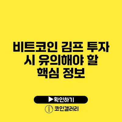 비트코인 김프 투자 시 유의해야 할 핵심 정보