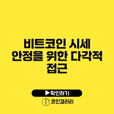 비트코인 시세 안정을 위한 다각적 접근