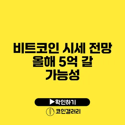 비트코인 시세 전망: 올해 5억 갈 가능성