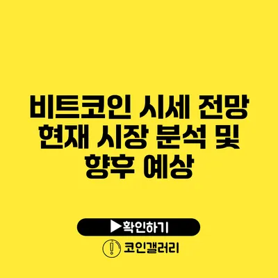 비트코인 시세 전망: 현재 시장 분석 및 향후 예상