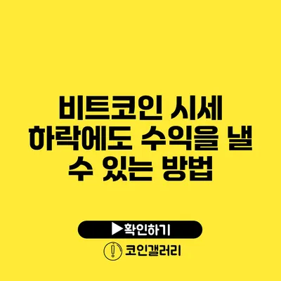 비트코인 시세 하락에도 수익을 낼 수 있는 방법