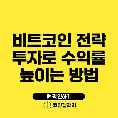 비트코인 전략 투자로 수익률 높이는 방법