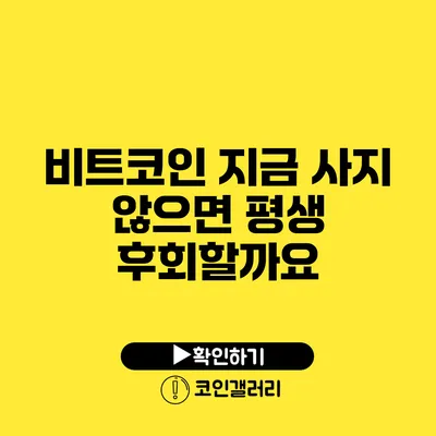비트코인: 지금 사지 않으면 평생 후회할까요?