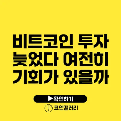 비트코인 투자 늦었다? 여전히 기회가 있을까?