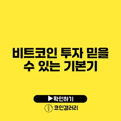 비트코인 투자: 믿을 수 있는 기본기