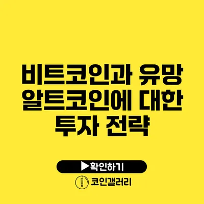 비트코인과 유망 알트코인에 대한 투자 전략