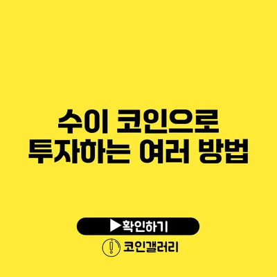 수이 코인으로 투자하는 여러 방법
