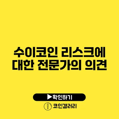 수이코인 리스크에 대한 전문가의 의견