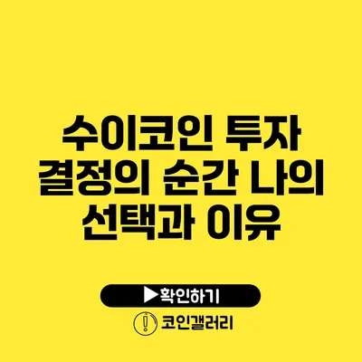 수이코인 투자 결정의 순간: 나의 선택과 이유