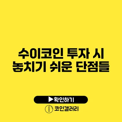 수이코인 투자 시 놓치기 쉬운 단점들