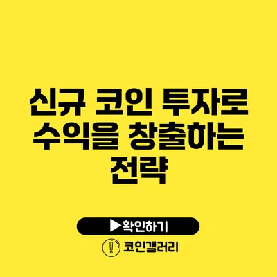 신규 코인 투자로 수익을 창출하는 전략