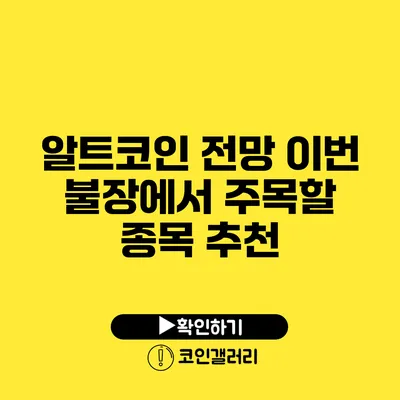 알트코인 전망: 이번 불장에서 주목할 종목 추천