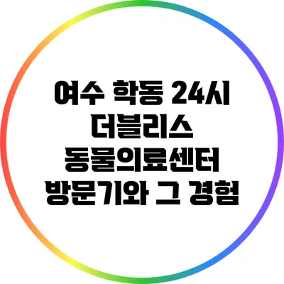 여수 학동 24시 더블리스 동물의료센터 방문기와 그 경험
