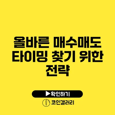 올바른 매수/매도 타이밍 찾기 위한 전략