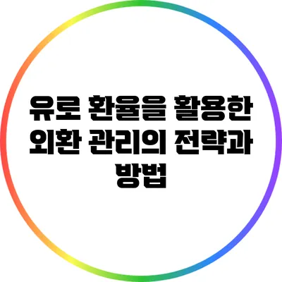 유로 환율을 활용한 외환 관리의 전략과 방법
