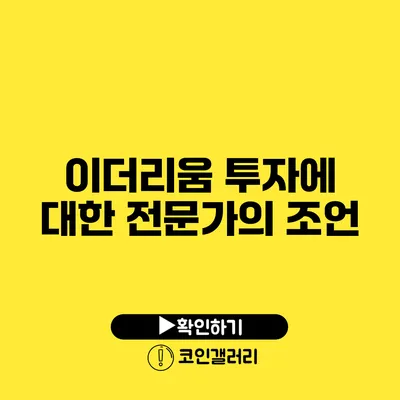 이더리움 투자에 대한 전문가의 조언