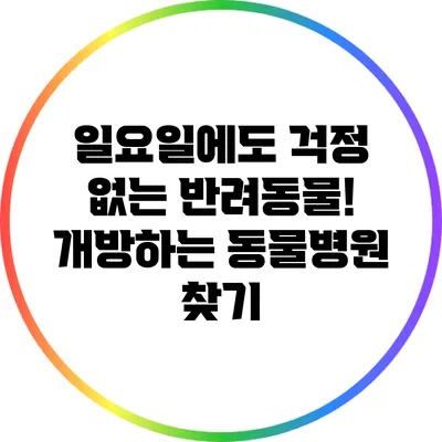 일요일에도 걱정 없는 반려동물! 개방하는 동물병원 찾기