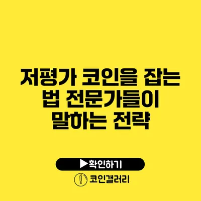 저평가 코인을 잡는 법: 전문가들이 말하는 전략