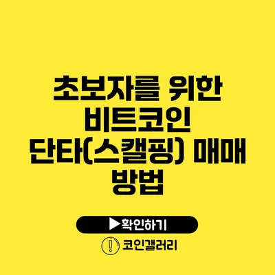 초보자를 위한 비트코인 단타(스캘핑) 매매 방법