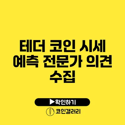 테더 코인 시세 예측: 전문가 의견 수집