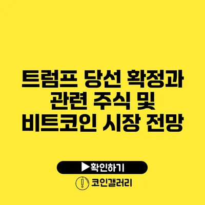 트럼프 당선 확정과 관련 주식 및 비트코인 시장 전망