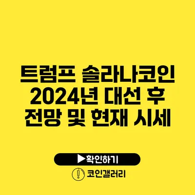 트럼프 솔라나코인 2024년 대선 후 전망 및 현재 시세