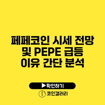 페페코인 시세 전망 및 PEPE 급등 이유 간단 분석