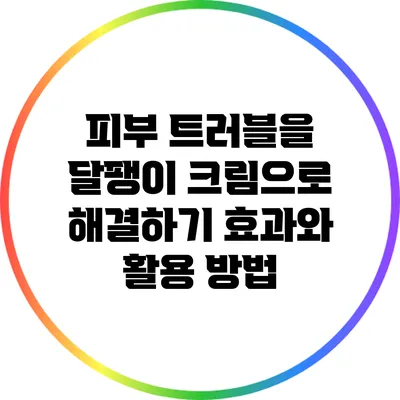 피부 트러블을 달팽이 크림으로 해결하기: 효과와 활용 방법