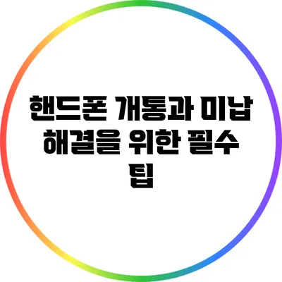 핸드폰 개통과 미납 해결을 위한 필수 팁