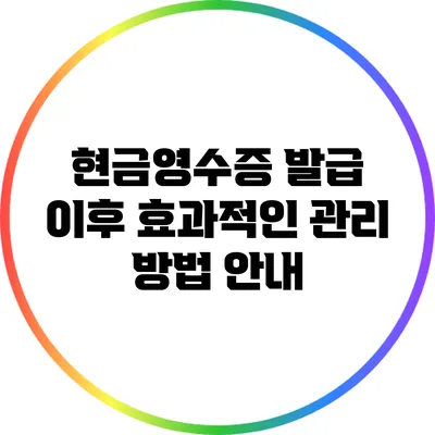 현금영수증 발급 이후 효과적인 관리 방법 안내