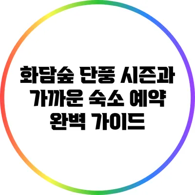 화담숲 단풍 시즌과 가까운 숙소 예약 완벽 가이드