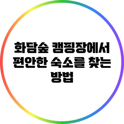 화담숲 캠핑장에서 편안한 숙소를 찾는 방법